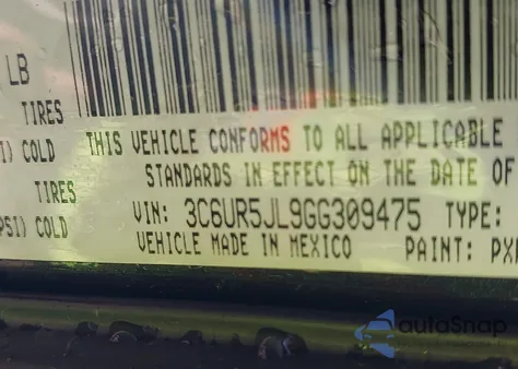 2016 Ram 2500 Slt из США, поврежденный, VIN 3C6UR5JL9GG309475